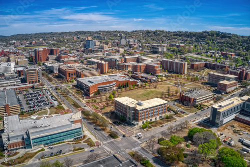 Aerial View of a large public University in Birmingham, Alabama
