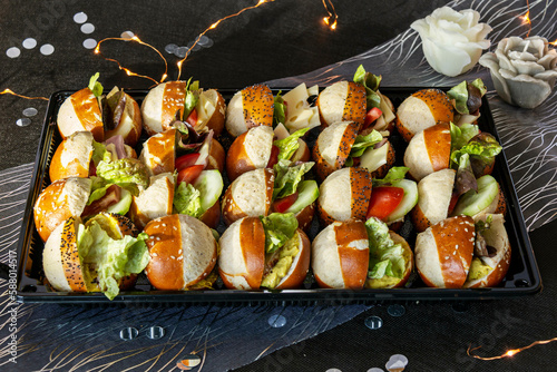 Fotografi pain Mauricettes garnies, apéritif, amuse bouche,
bread Mauricettes garnished, a