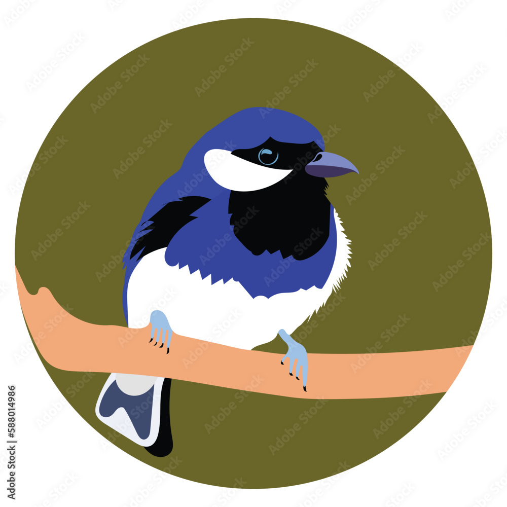 Fototapeta premium The-bird-is-sitting-on-a-tree-branch-vector-artwork