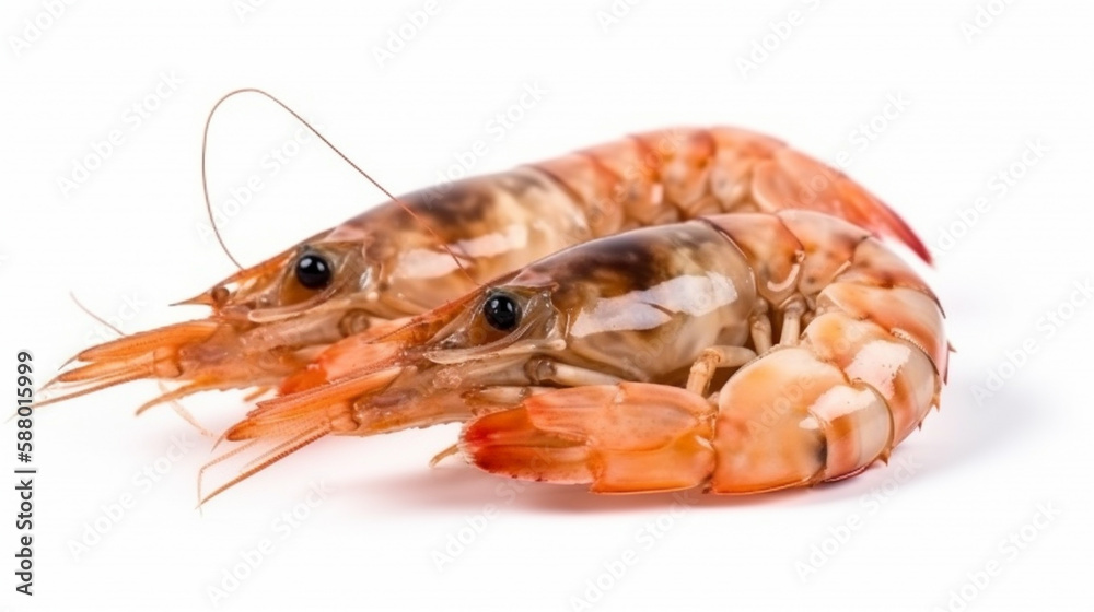 Cooked unshelled tiger shrimps isolated Generated AI Cooked unshelled tiger shrimps isolated Generated AI