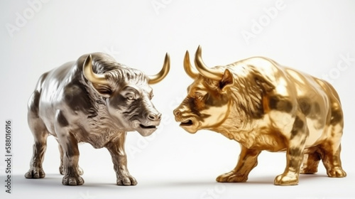 Golden bull on isolated background Generated AI