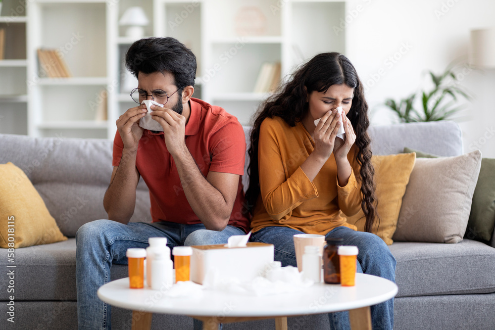 © Prostock-studio - Sick Indian Family Suffering From Seasonal Flu At Home