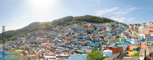 Panoramic view of Gamcheon Culture Village in Busan, Korea