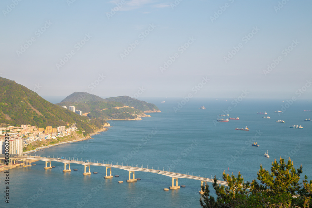 Namhang Bridge and ocean view in Busan, Korea