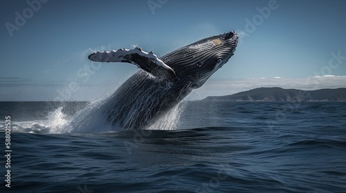Glorious Humpback Whale: Journeying Through the Wild Pacific Ocean, Generative AI