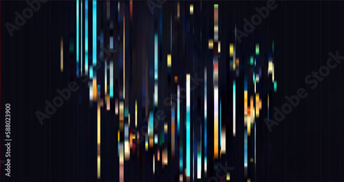 Trendy glitch pattern on dark background. Modern style vector. Abstract geometric elements