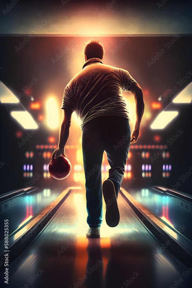 Fototapeta premium Credible_person_playing_bowling_bowling_full_artistic_cinematic_