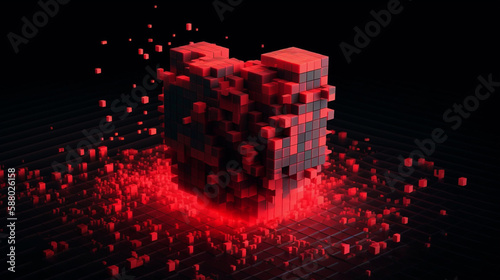 heart shaped, dissolving data block Generated AI