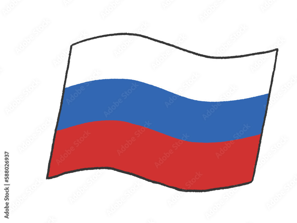 子供が手書きしたようなロシアの国旗のイラスト 子供が手書きしたようなロシアの国旗のイラスト