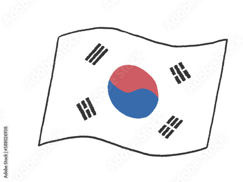 子供が手書きしたような韓国の国旗のイラスト
