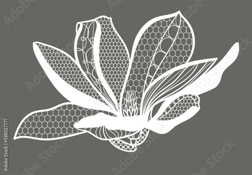 lace flower magnolia, bouquet, vector illustration