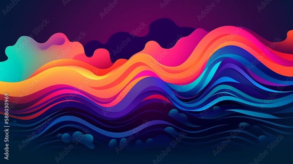 Wavy textured geometric elements and dynamic colorful background. Random shape waves. Toned light and modern gradient illustration in the same direction.
