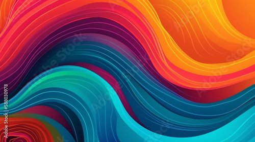 Wavy textured geometric elements and dynamic colorful background. Random shape waves. Toned light and modern gradient illustration in the same direction.