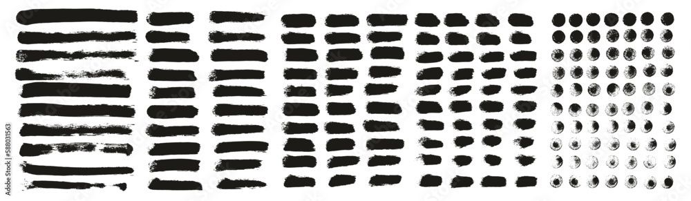 Round Sponge Thin Artist Brush Straight Lines High Detail Abstract Vector Background MEGA Set 