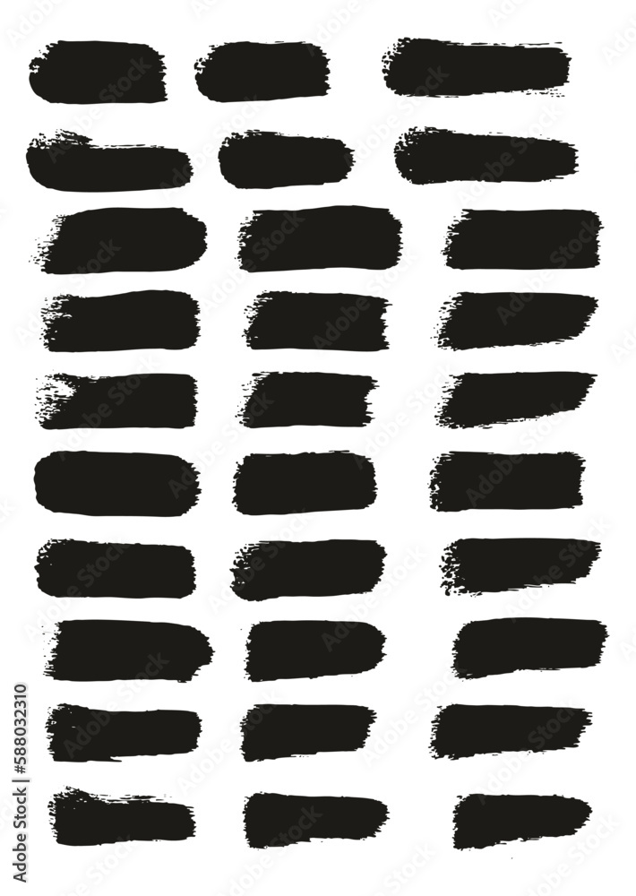 Round Sponge Thin Artist Brush Straight Lines High Detail Abstract Vector Background Set 