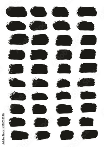 Round Sponge Thin Artist Brush Straight Lines High Detail Abstract Vector Background Set 