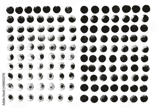 Fototapeta Naklejka Na Ścianę i Meble -  Round Sponge Thin Artist Brush Straight Lines High Detail Abstract Vector Background Set 