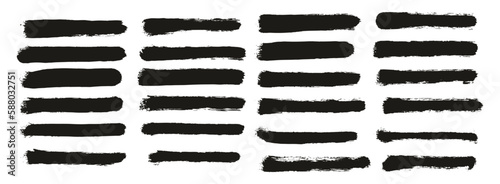 Round Sponge Thin Artist Brush Straight Lines High Detail Abstract Vector Background Set 