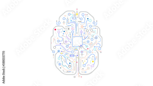 Brain circuit board cpu chip computer vector background