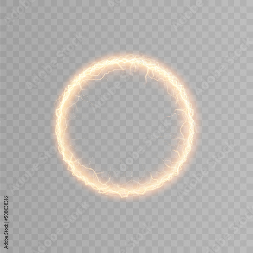 Bright ball lightning A strong electric charge of energy in one ring. Element for web design with empty space for text advertising, postcards, screensavers, websites, games. Mordor. Vector