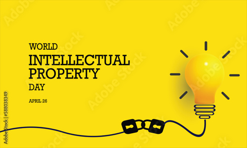 World Intellectual Property Day design. It shows a paper cut style lightbulb with connecting wire through padlock. It symbolized intellectual property. Vector illustration 