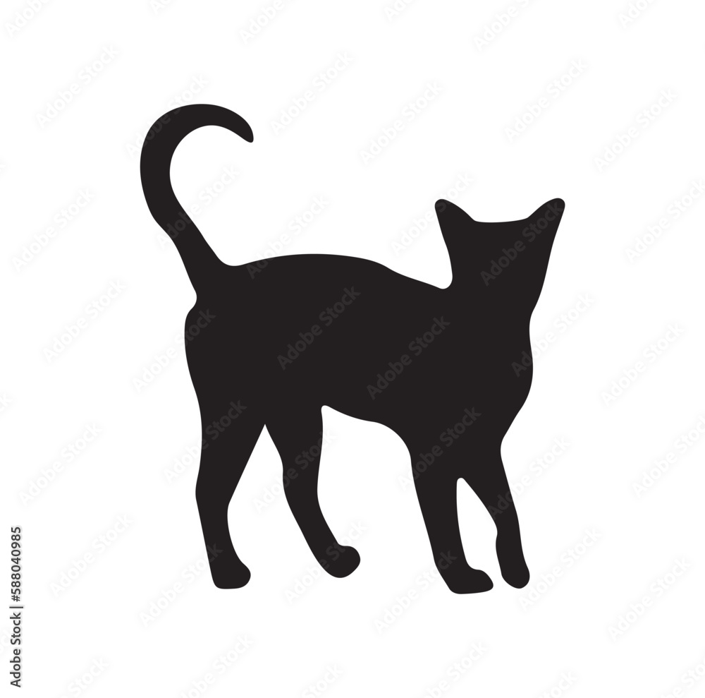 black cat silhouette vector art