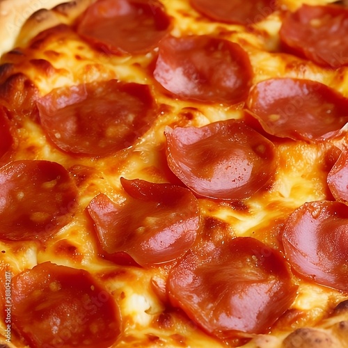 Tasty pepperoni pizza and cooking ingredients tomatoes basil on black concrete background. Top view of hot pepperoni pizza.  generative AI