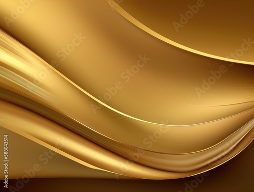 Gold satin wave background. Gold background. Gold texture. Generative AI