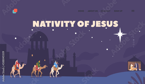 Vászonkép Nativity of Jesus Landing Page Template