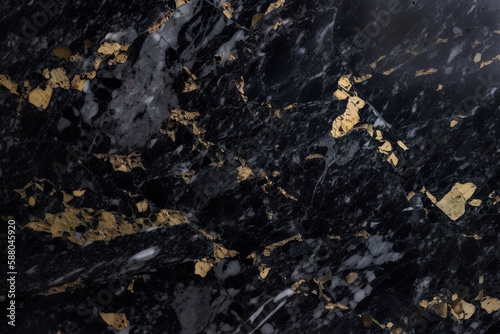 Black and gold granite surface background. Generative AI. 
