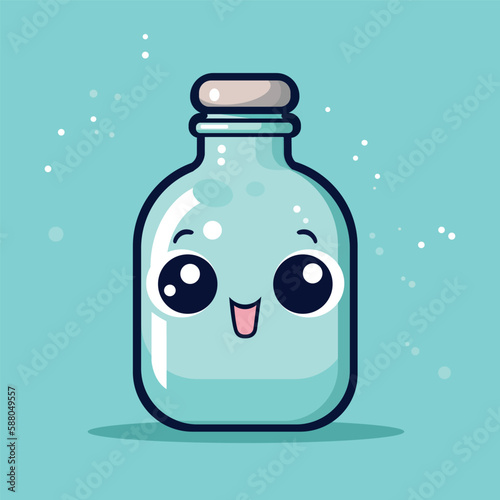 Cute and kawaii cartoon mineral water character. Bottle water. flat design, vector illustration, simple design