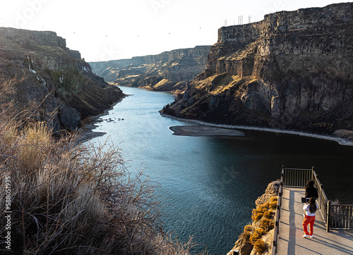 Twin Falls, Idaho, USA, March 17, 2023 Snake River Canyon in the afternoon