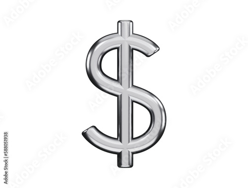 silver dollar sign icon 3d rendering vector illustration