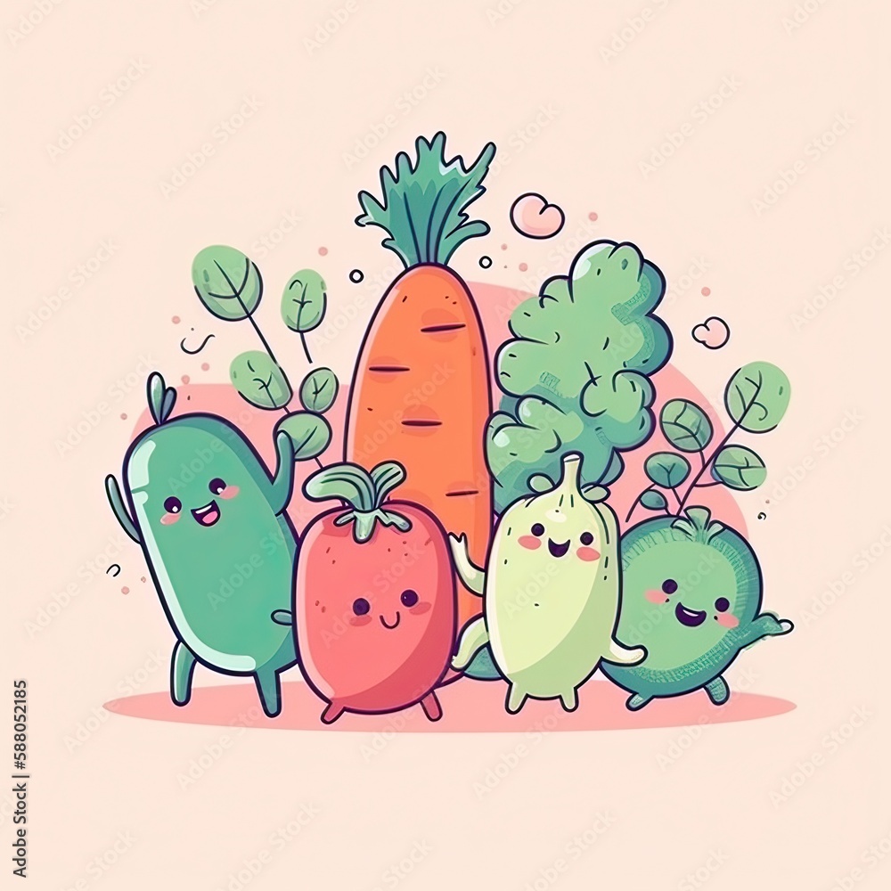 Seamless pattern with vegetables.Seamless pattern can be used for t-shirt graphics, print. Vector illustration. Generative Ai. Seamless pattern with vegetables.Seamless pattern can be used for t-shirt graphics, print. Vector illustration. Generative Ai.
