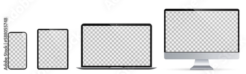Set of fore technology devices with empty display - vector