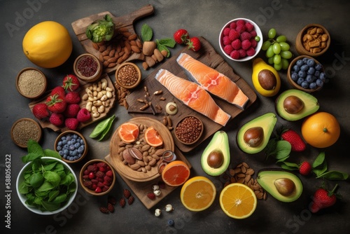 Knolling of healthy food - AI Generated