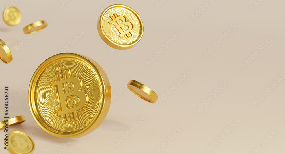 3d rendering of bitcoins falling on the ground 3d rendering of bitcoins falling on the ground