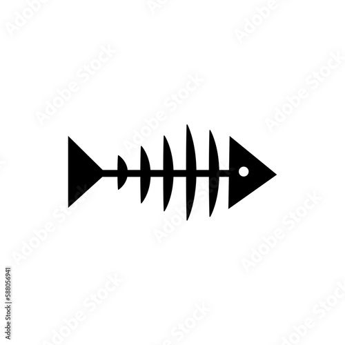 Skeleton of fish on white background