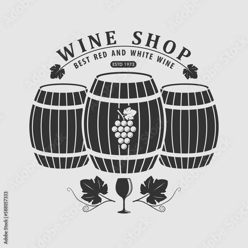 Wine shop poster, banner template. Vector illustration 