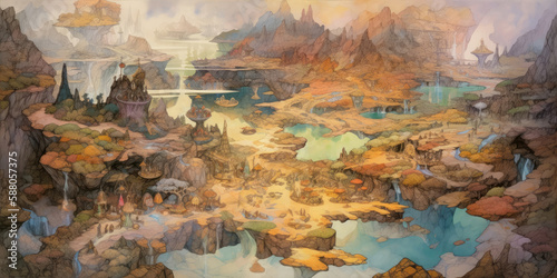 The Realm of Dreams, A Stunning Fantasy Landscape, Generated by AI © Graphinate