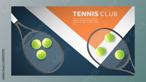tennis racket and tennis ball on  tennis with copy space foe text , Illustrations for use in online sporting events , Illustration Vector  EPS 10