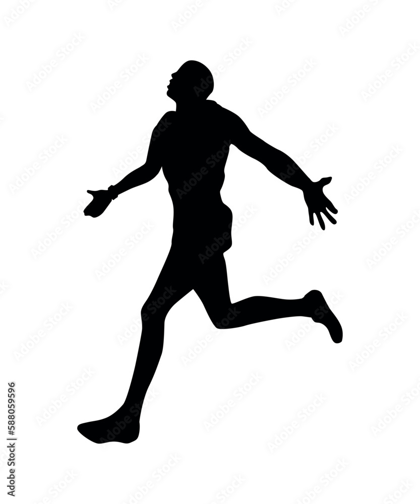 Black silhouettes of people in athletic.