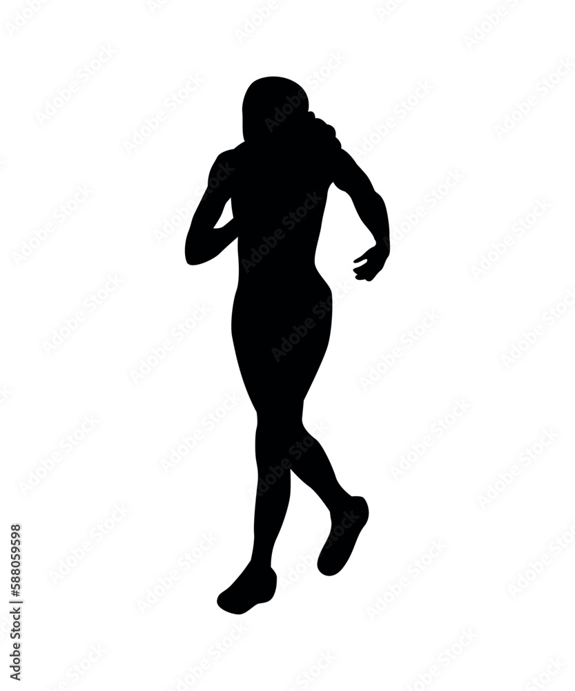 Black silhouettes of people in athletic. Black silhouettes of people in athletic.