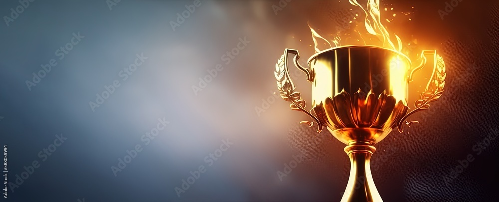 Champion golden trophy for winner background. Success and achievement concept. Sport and cup award theme. by ai generative, 