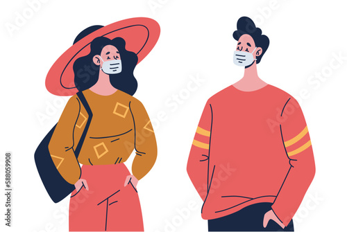 People in mask medical coronavirus concept. Vector graphic design illustration