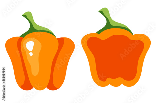 Sweet pepper bell slice paprika chopped concept. Vector graphic design illustration
