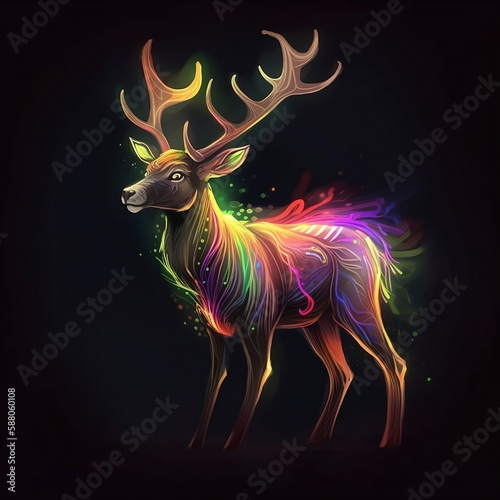 deer neon colorful created by generative ai