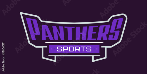 Bold sports font for panther mascot logo. Text style lettering for esport, mascot logo, sport team, college club. Vector illustration isolated on background