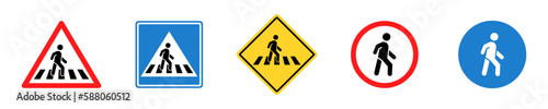 Obraz na plátně Set of pedestrian crossing vector signs