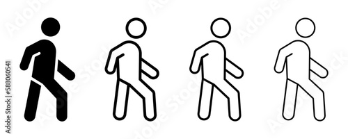 Set of walking man vector icons. Black silhouette with walk person. Vector 10 Eps.